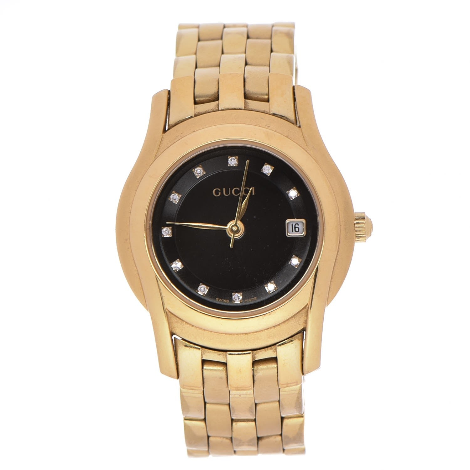 Gucci Stainless Steel Diamond 27mm 5400L Quartz Watch Black 1 of 5