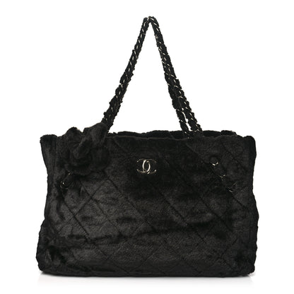 Chanel Fantasy Fur Quilted Camellia Tote Black 1 of 11