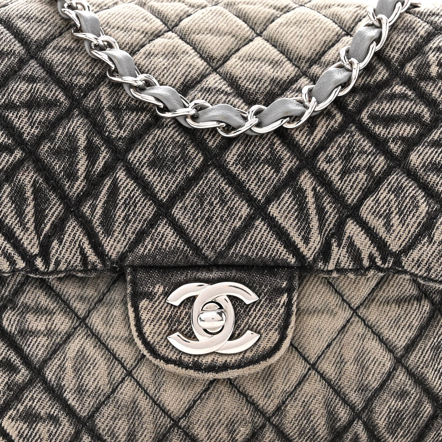 Chanel Washed Denim Quilted Small Denimpression Flap Grey Black 7 of 12