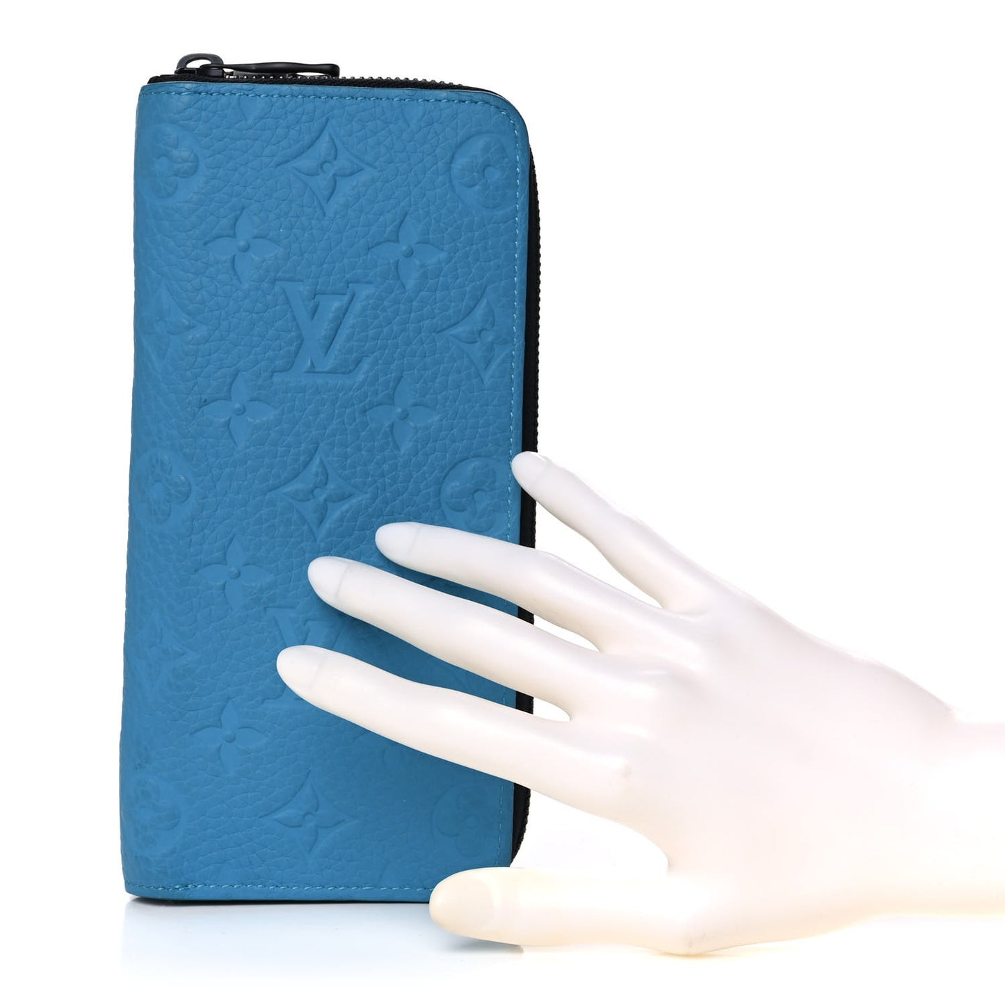 Taurillon Monogram Zippy Vertical Wallet Turquoise