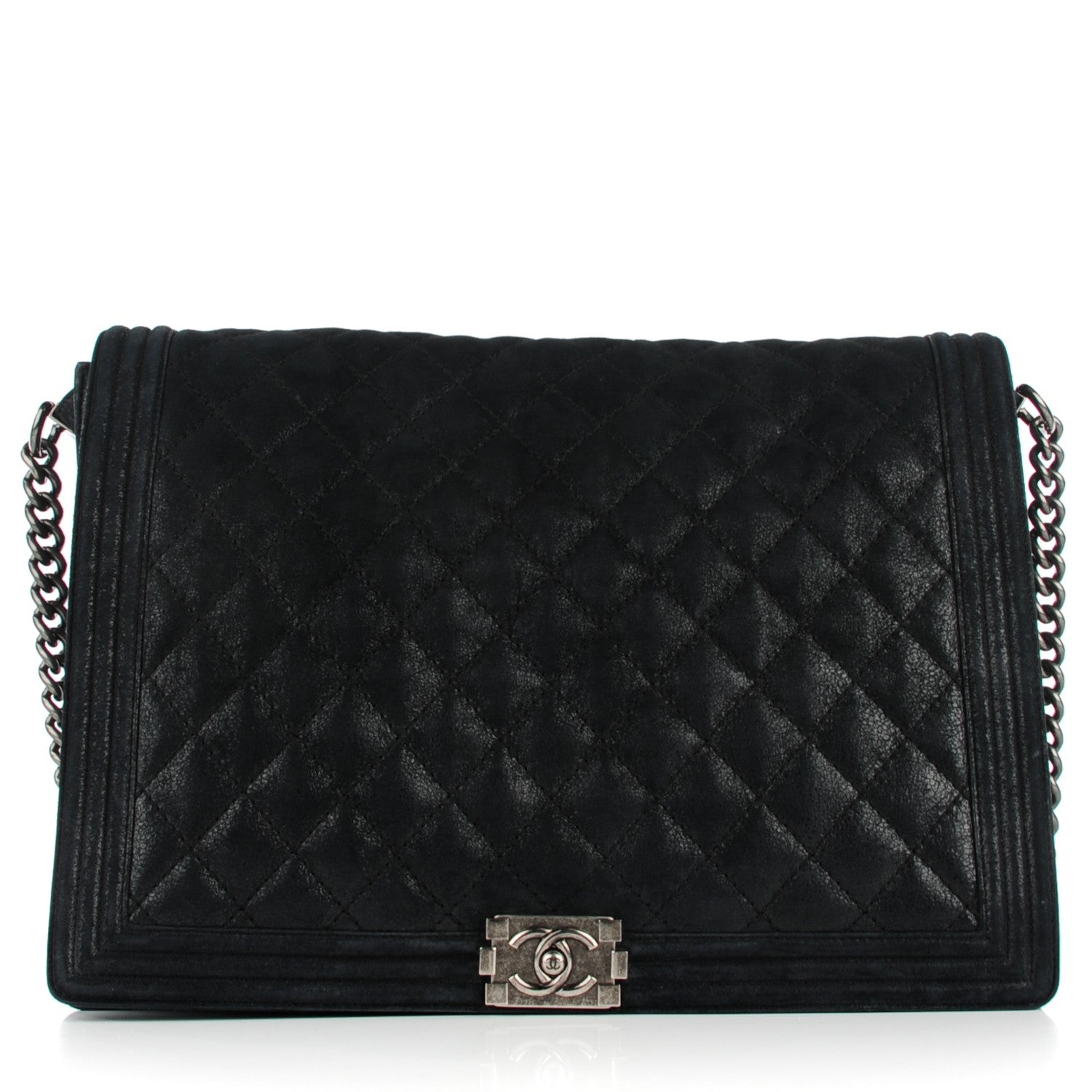 Chanel Goatskin Quilted Large Gentle Boy Flap Black 1 of 9