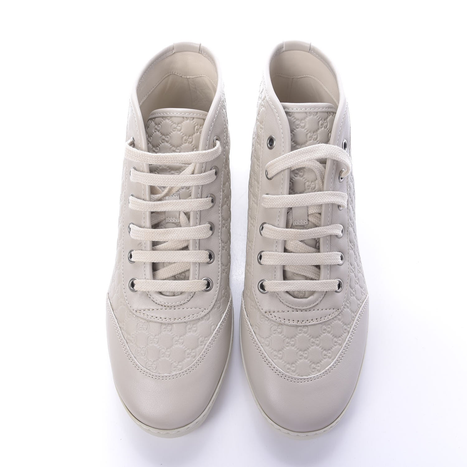 Gucci Microguccissima Womens High Top Sneakers 38.5 Off White 6 of 11