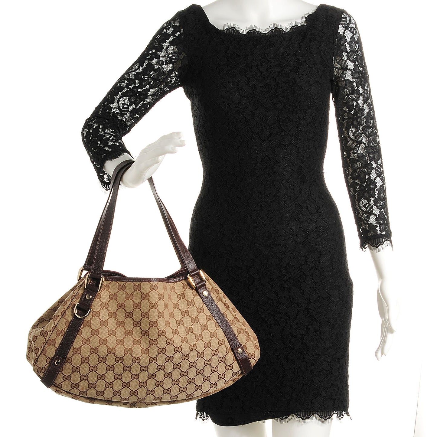 Monogram Medium Abbey Shoulder Bag Dark Brown