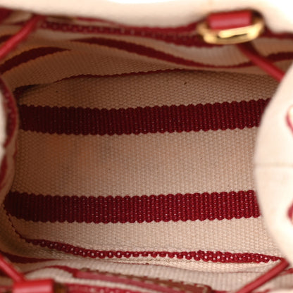 Prada Canvas Stripe Metal Triangle Logo Mini Drawcord Pouch Shoulder Bag Avorio Rosso 5 of 10