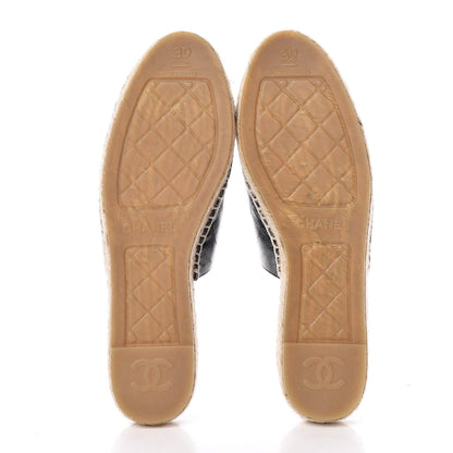Chanel Iridescent Goatskin Patent CC Espadrille Mules 39 Black 5 of 11