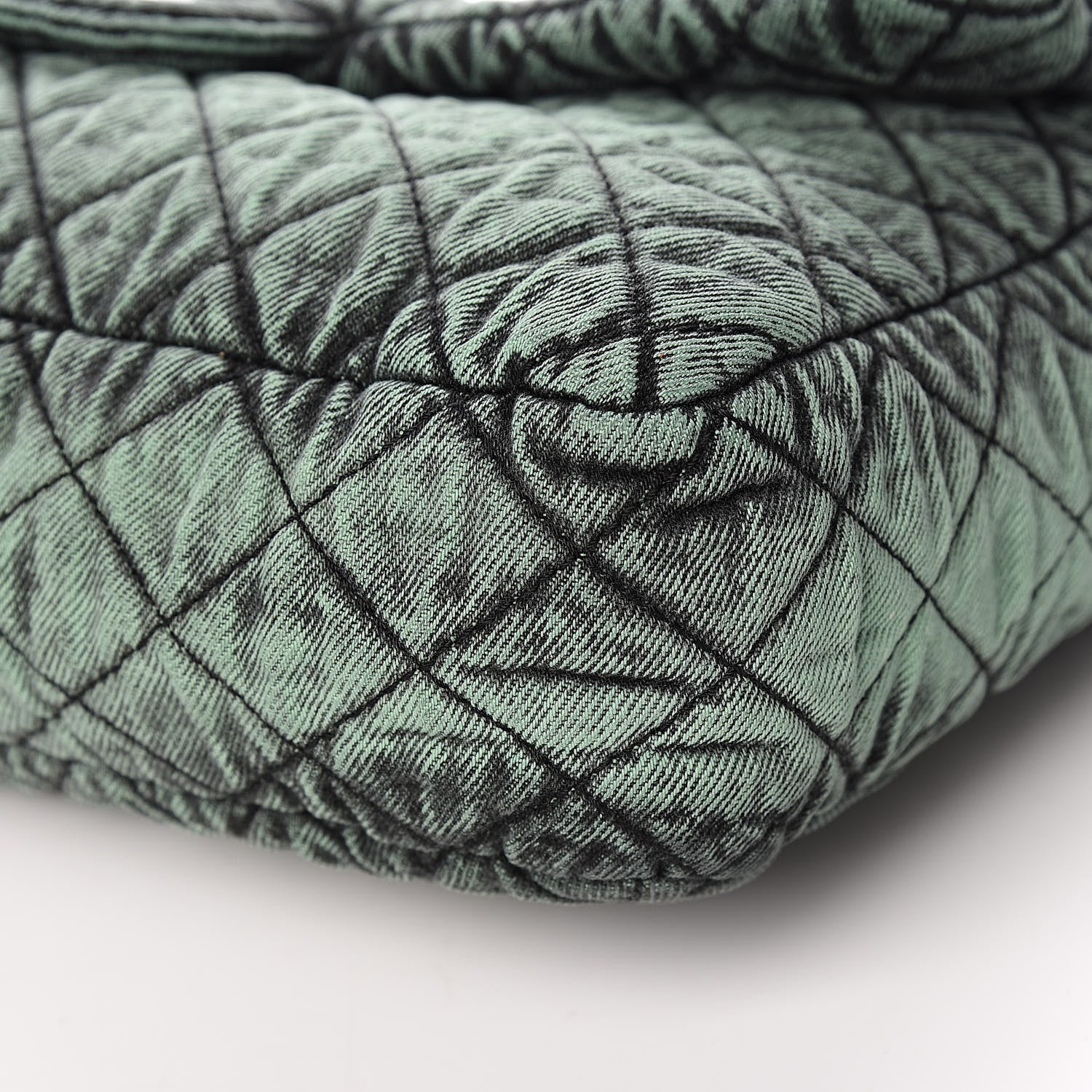 Chanel Denim Quilted Denimpression Flap Green Black 9 of 11
