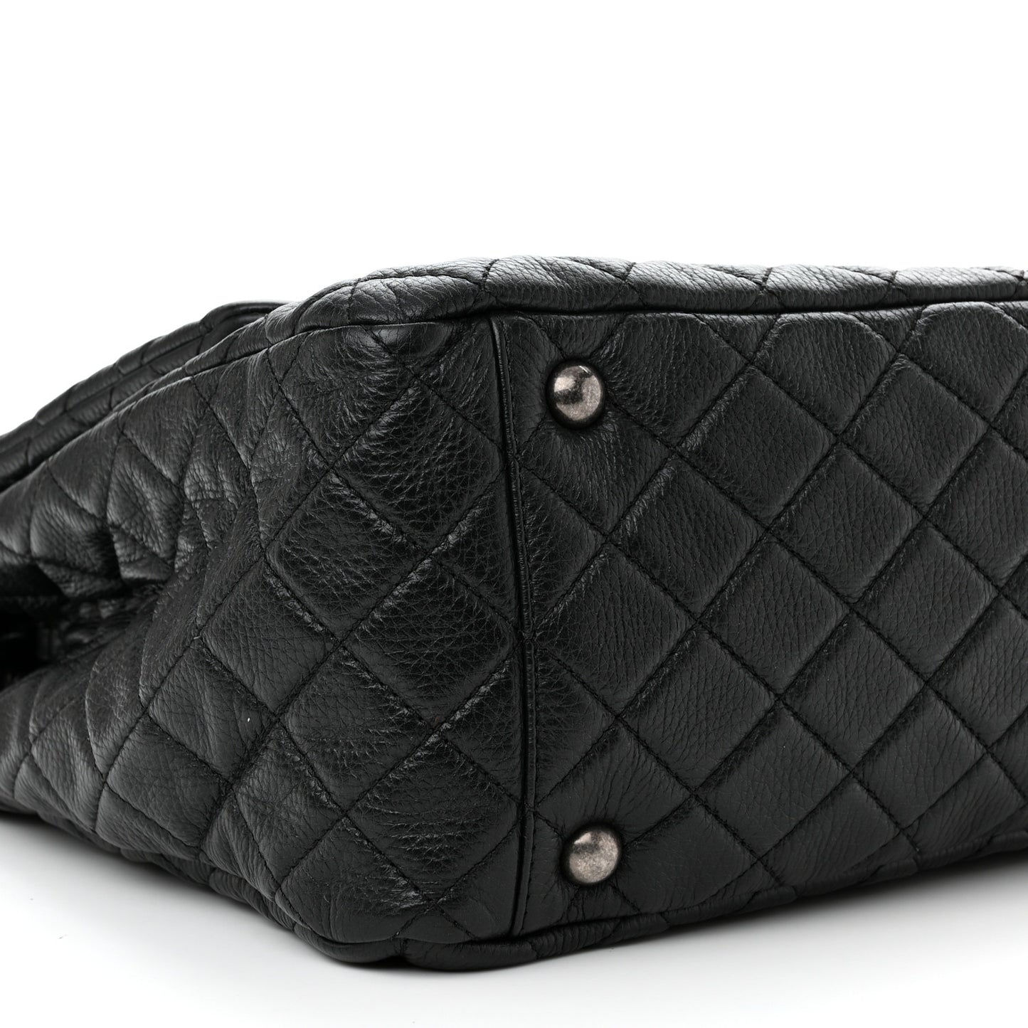 Calfskin Quilted XXL Travel Flap Bag Black