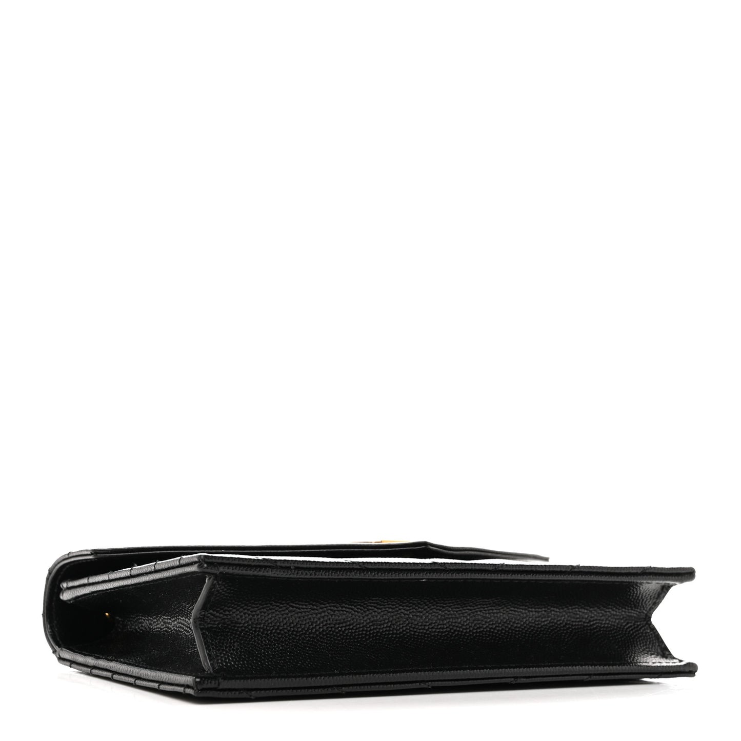 Grain De Poudre Matelasse Chevron Monogram Envelope Chain Wallet Black