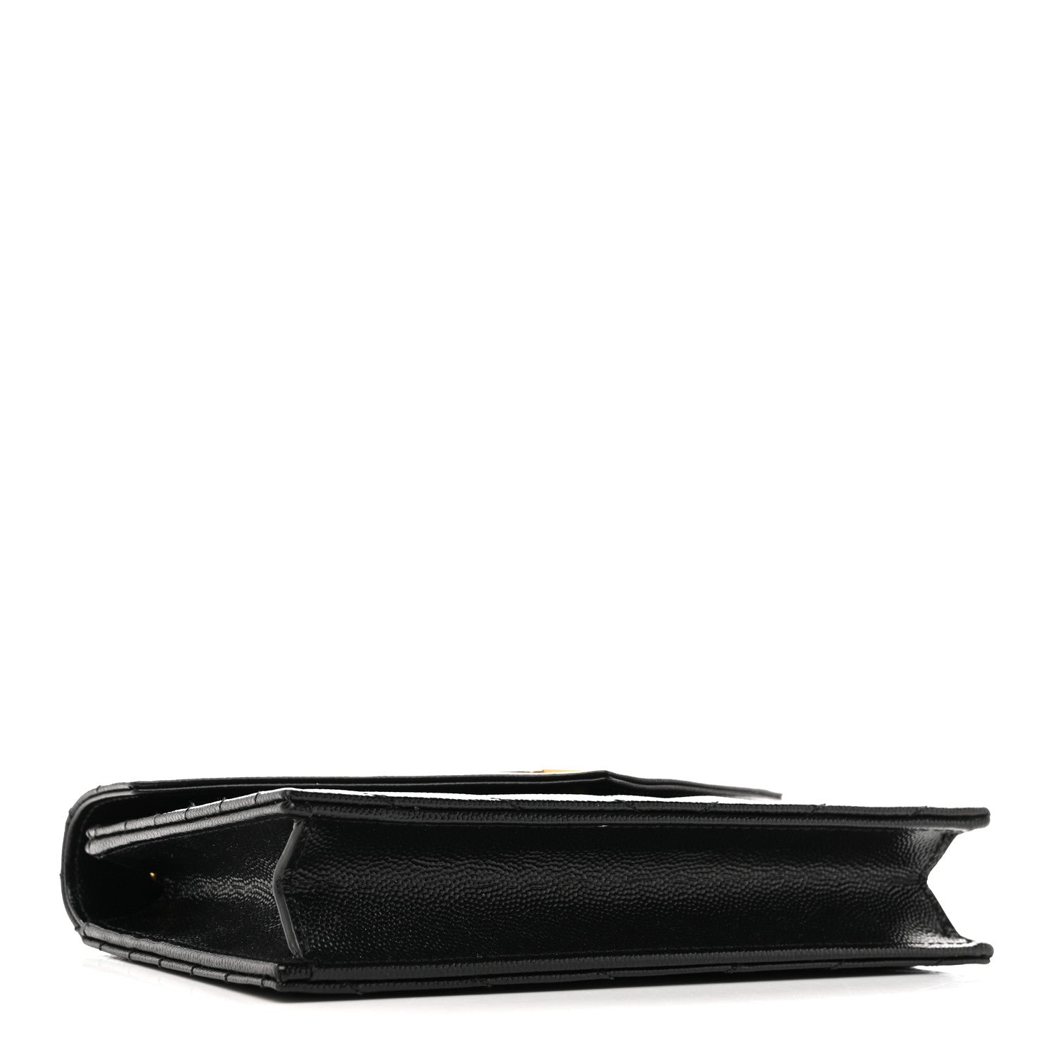 Saint Laurent Grain De Poudre Matelasse Chevron Monogram Envelope Chain Wallet Black 4 of 14