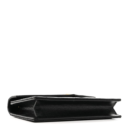Saint Laurent Grain De Poudre Matelasse Chevron Monogram Envelope Chain Wallet Black 4 of 14