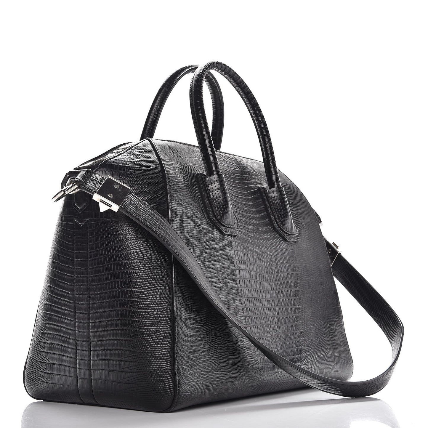 Calfskin Lizard Embossed Medium Antigona Black