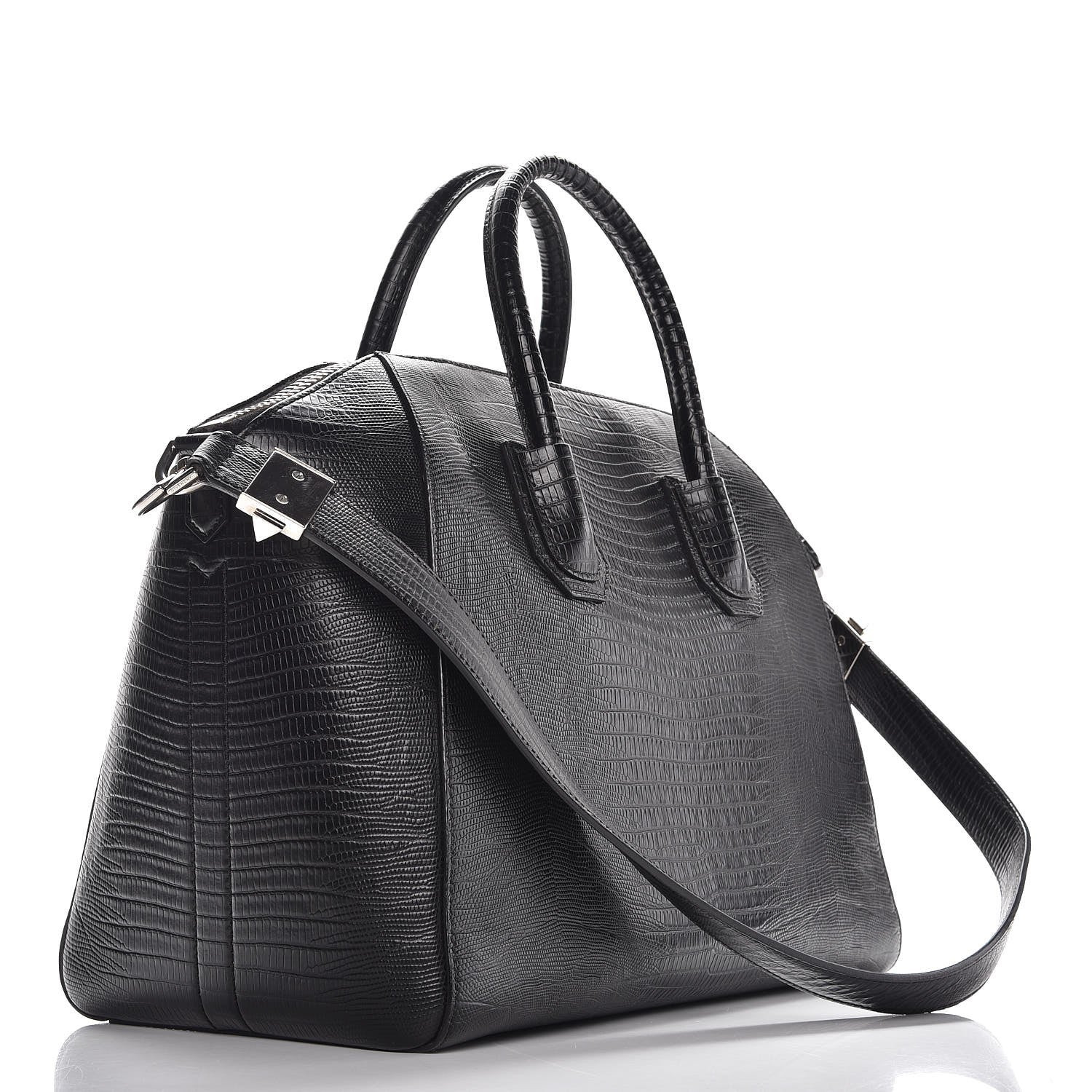 Givenchy Calfskin Lizard Embossed Medium Antigona Black 3 of 7