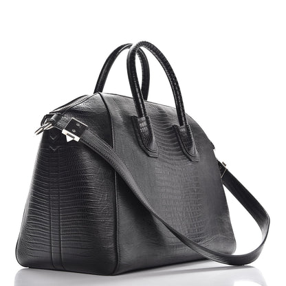 Givenchy Calfskin Lizard Embossed Medium Antigona Black 3 of 7