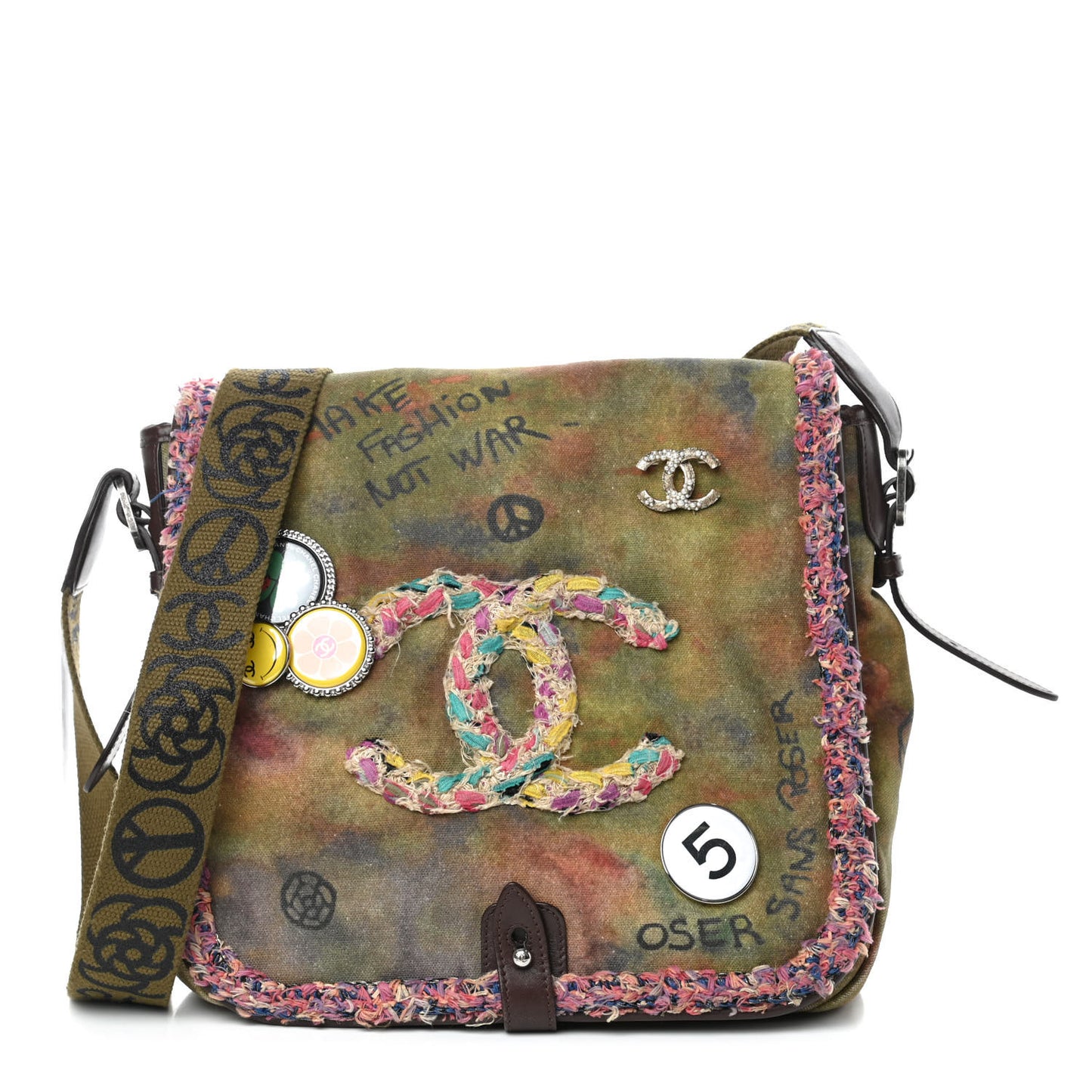 Washed Toile Graffiti On The Pavements Messenger Khaki Multicolor