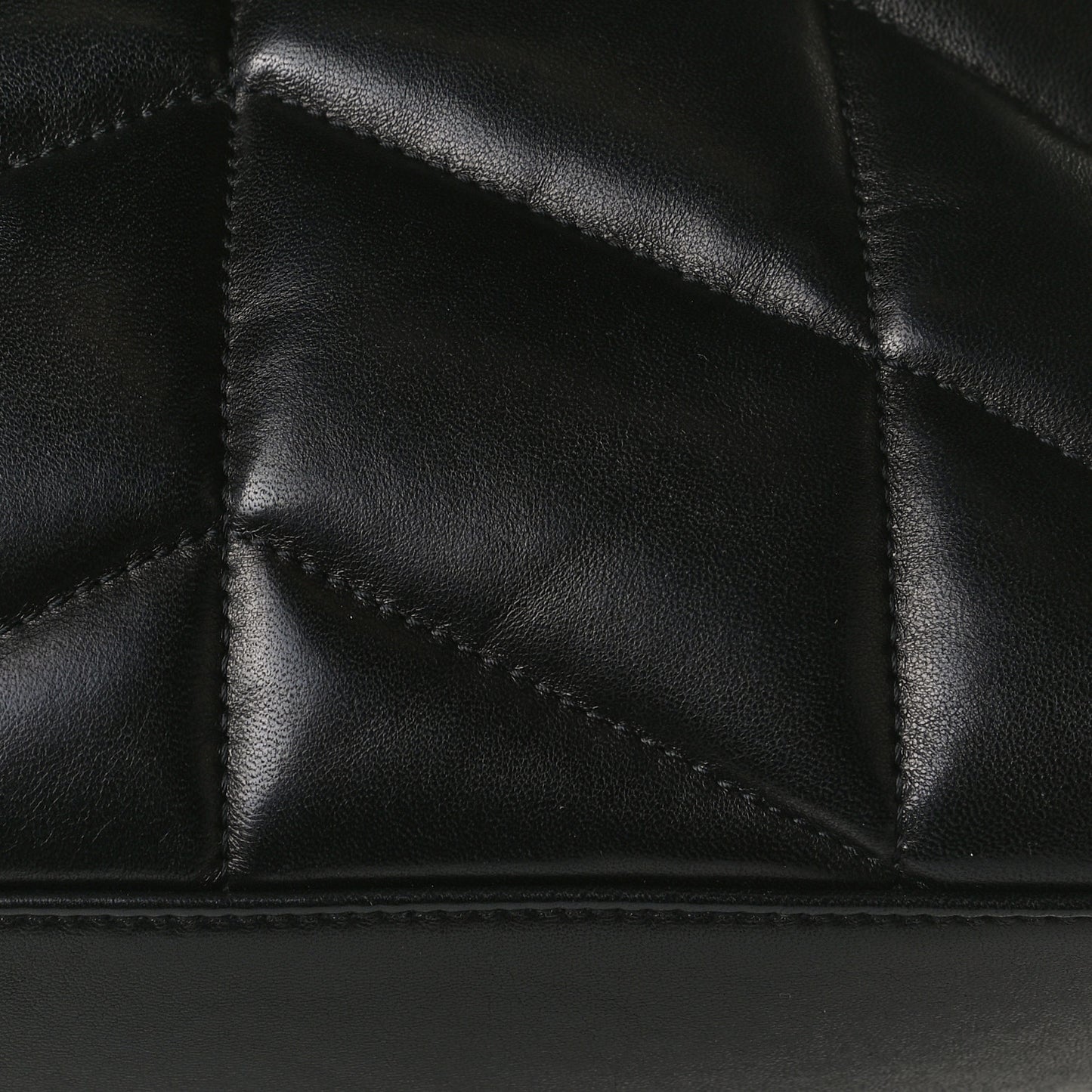 Lambskin Quilted Small Loulou Puffer Monogram Chain Satchel Black