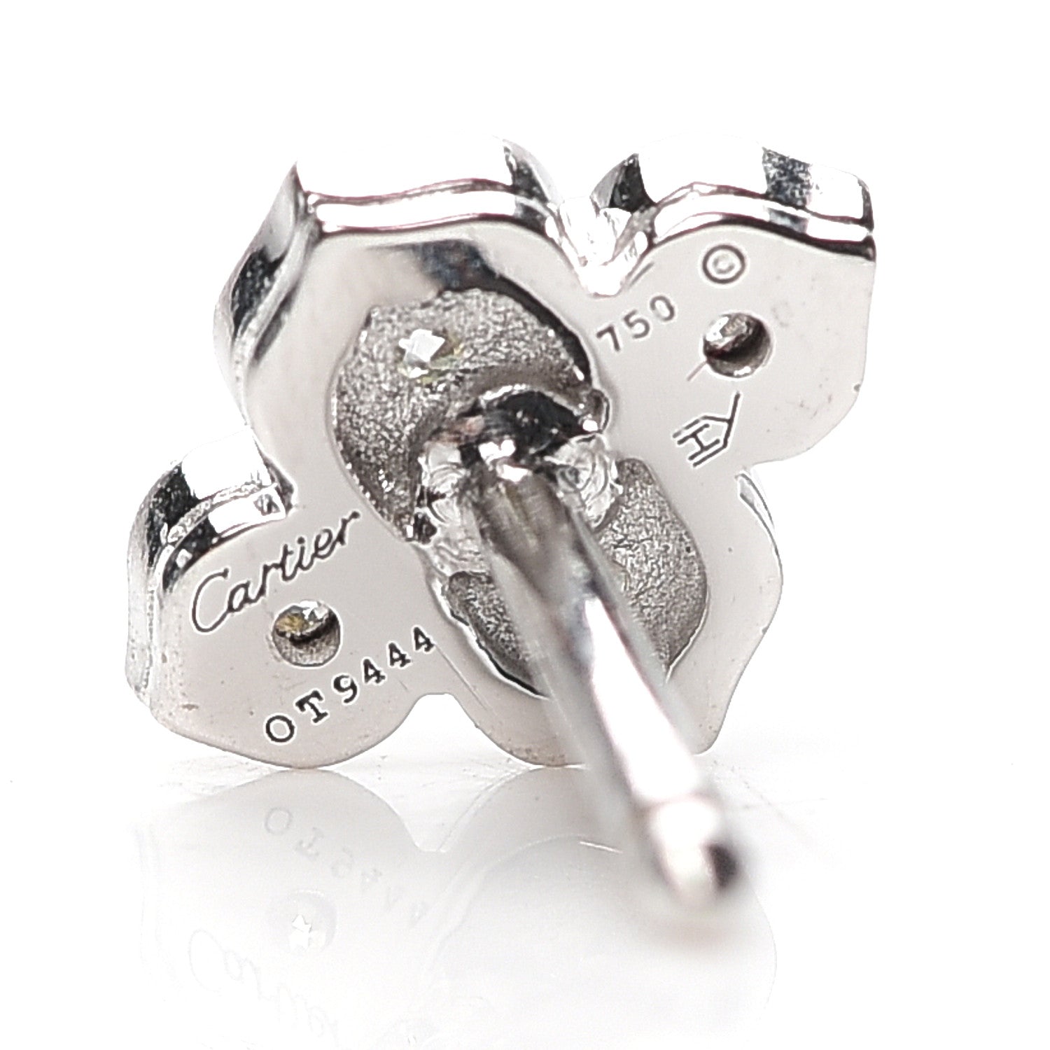 Cartier 18K White Gold Diamond Hindu Floral Earrings 4 of 4