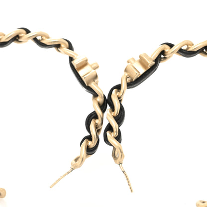 Chanel Lambskin CC Turnlock Chain Hoop Earrings Gold Black 3 of 3