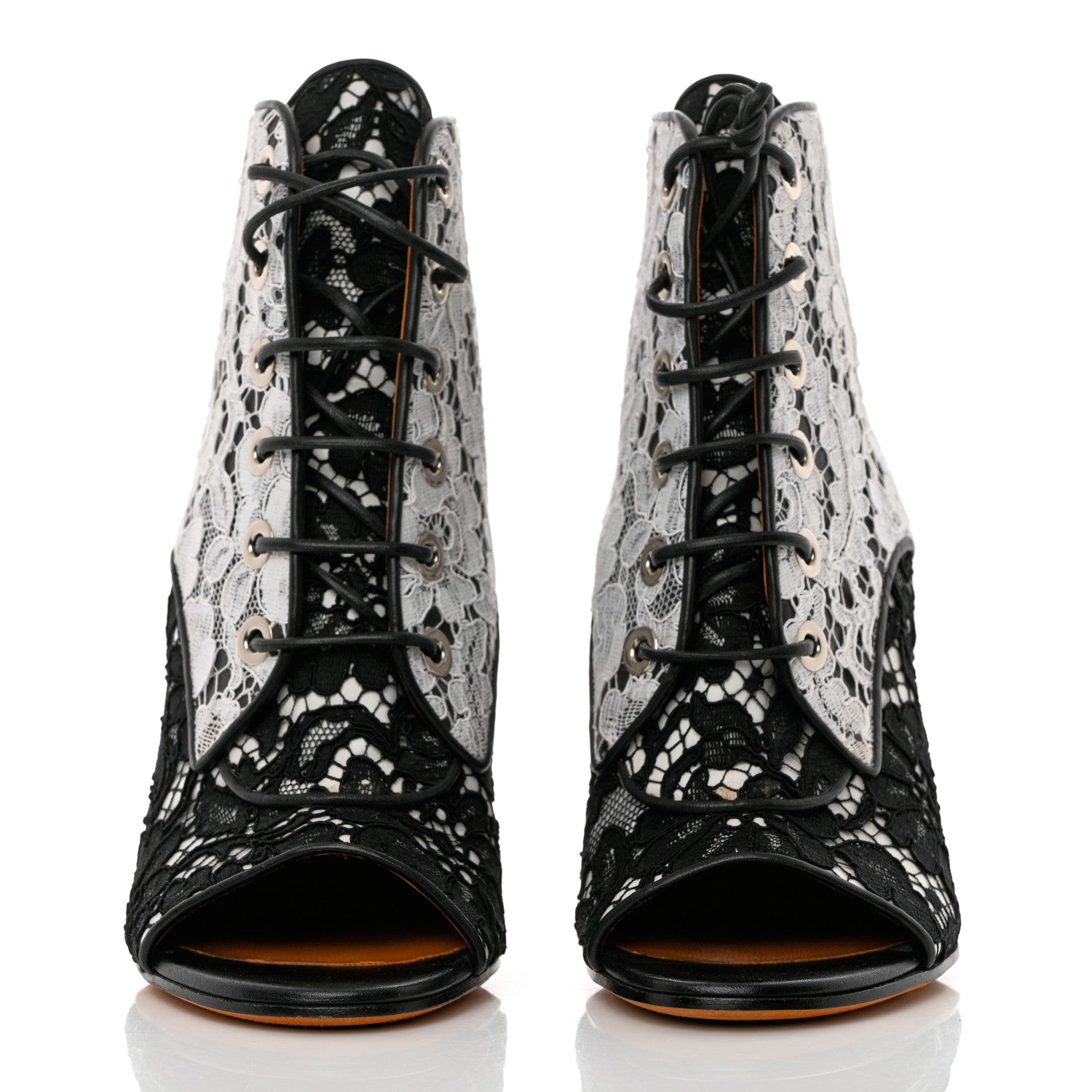 Givenchy Calfskin Lace Peep Toe Ankle Booties 38 White Black 2 of 10