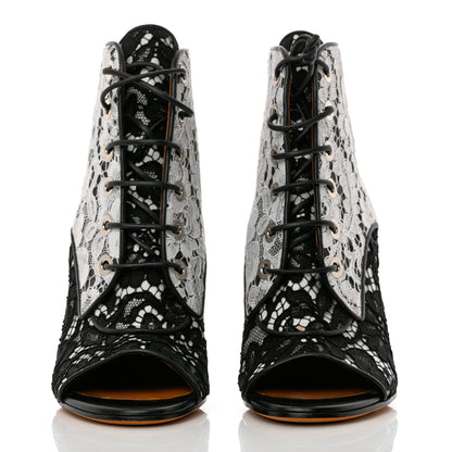 Givenchy Calfskin Lace Peep Toe Ankle Booties 38 White Black 2 of 10