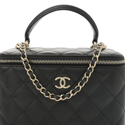 Chanel Lambskin Quilted Small Top Handle Vanity Case With Chain Black 8 of 10