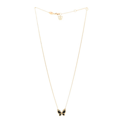 Roberto Coin 18K Yellow Gold Diamond Black Onyx Butterfly Pendant Necklace 3 of 4