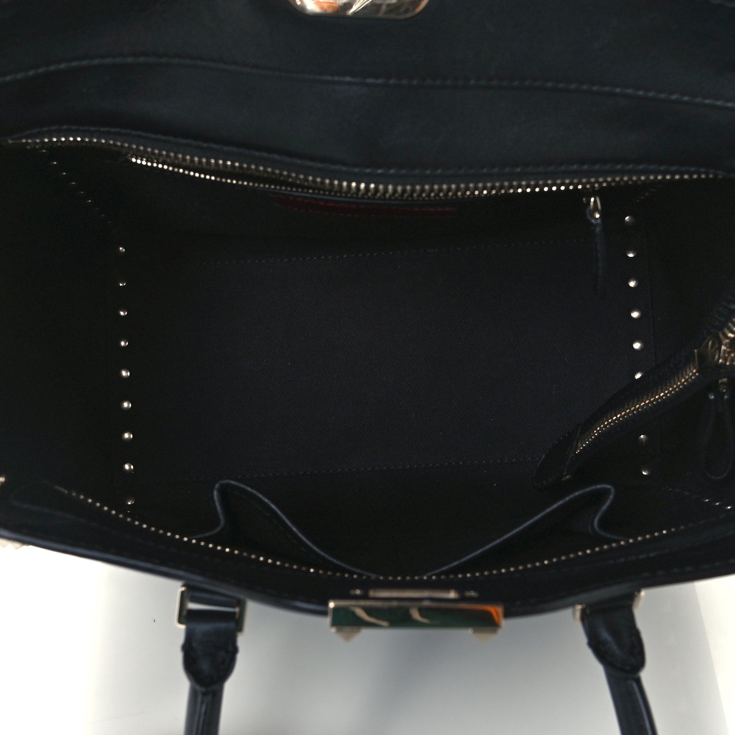 Vitello Rockstud Double Handle Tote Black