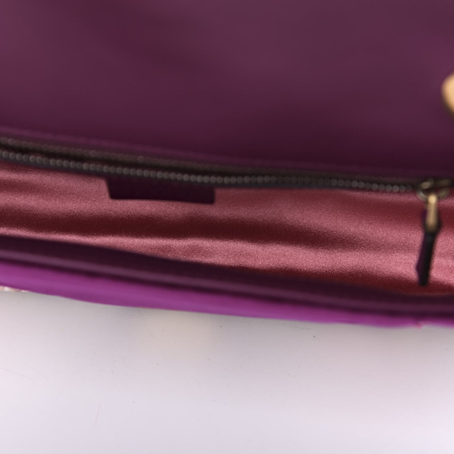 Velvet Matelasse Embroidered Small GG Marmont Shoulder Bag Fuchsia Violet Cyclamen