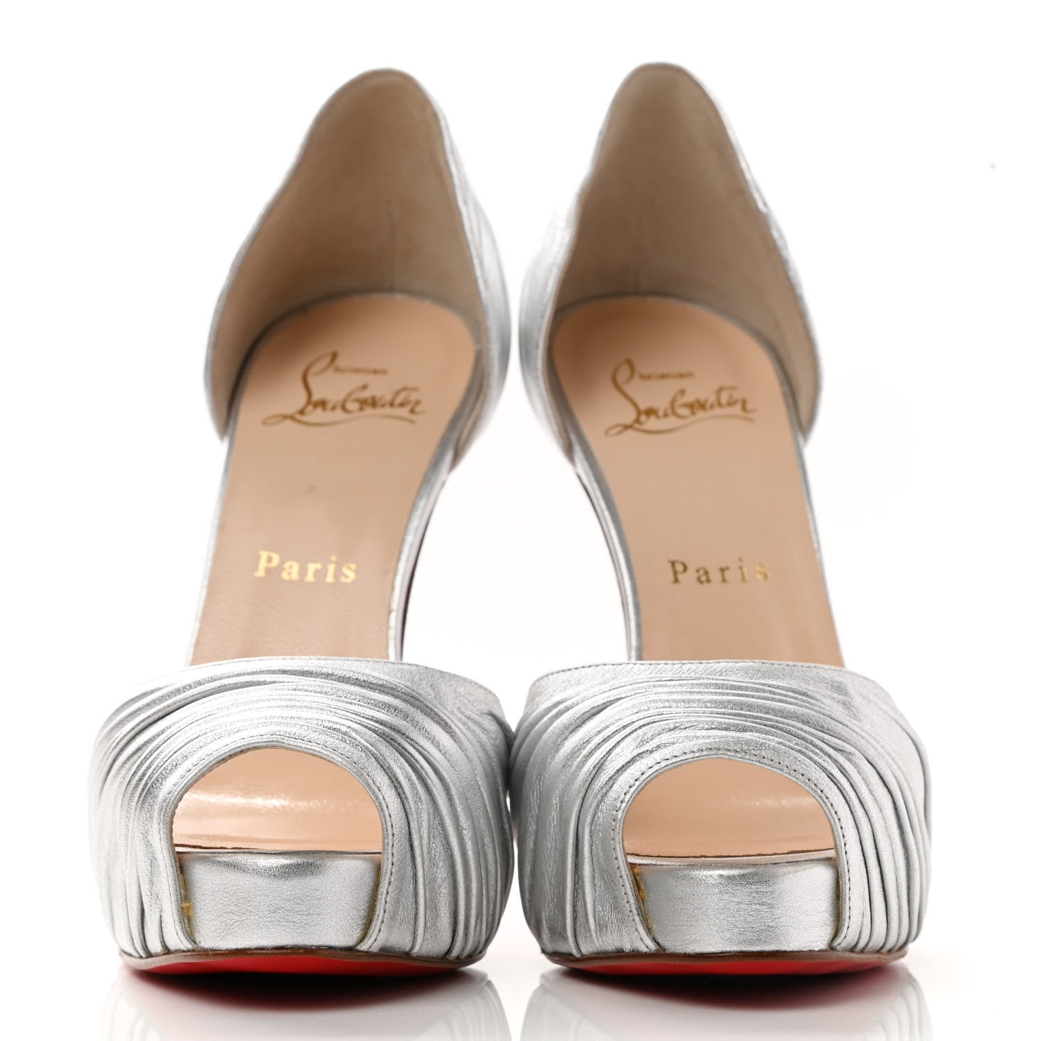 Christian Louboutin Metallic Nappa Turbella 120 Platform Sandals 35.5 Silver 2 of 10