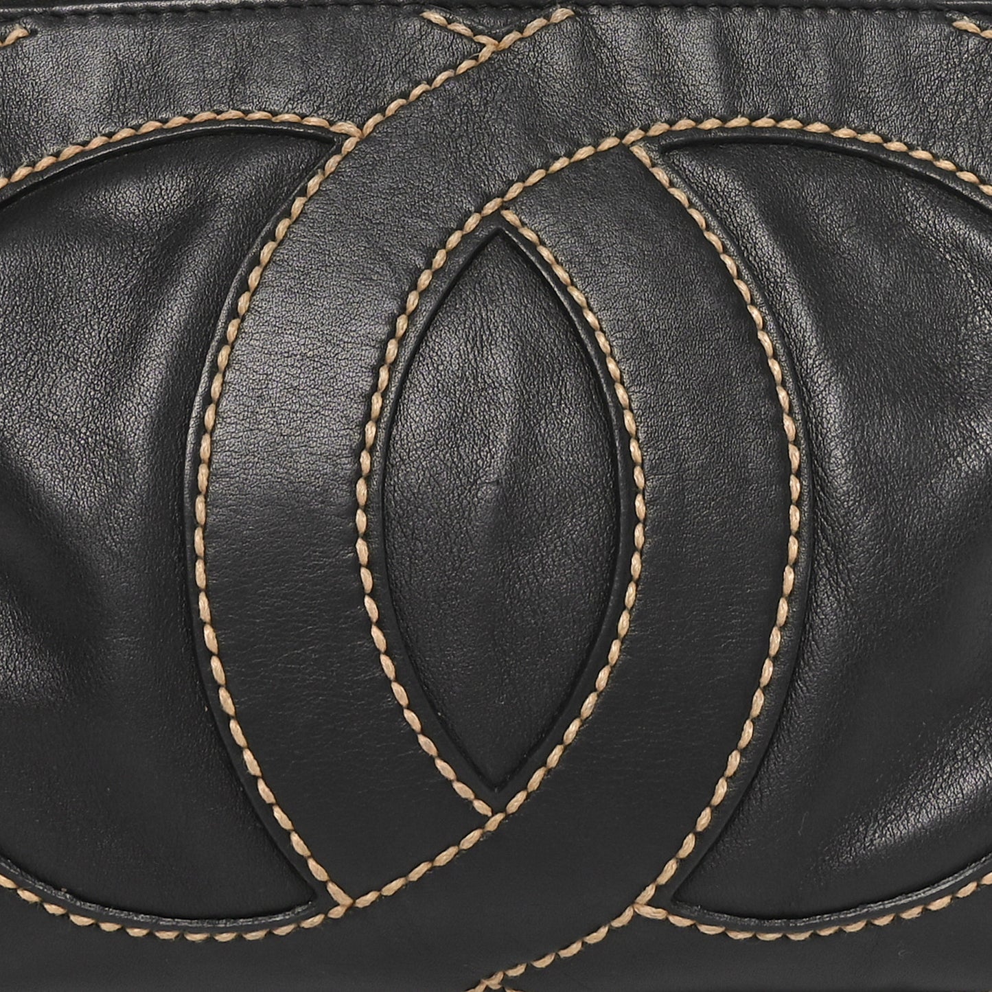 Calfskin CC Stitched Small Hobo Black