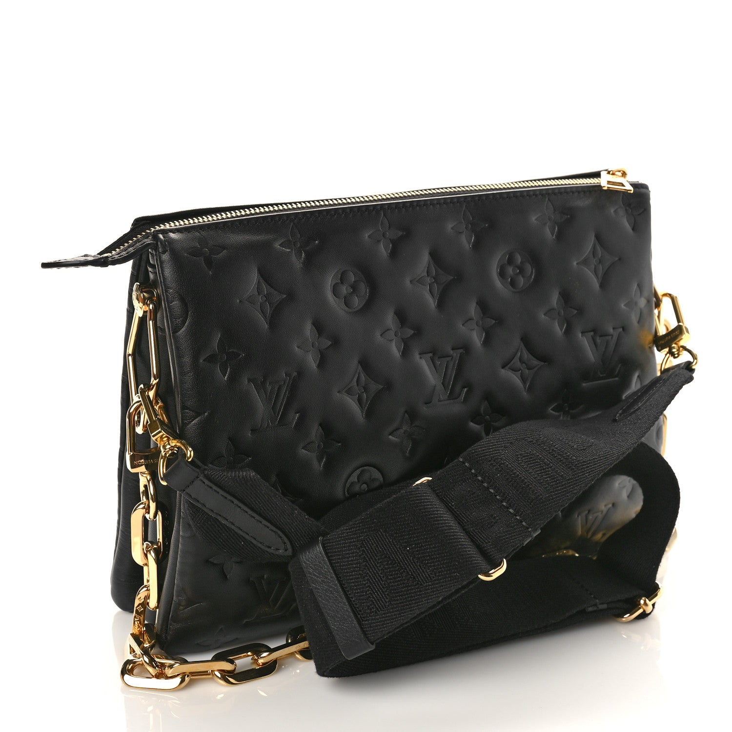Louis Vuitton Lambskin Embossed Monogram Coussin PM Black 3 of 10