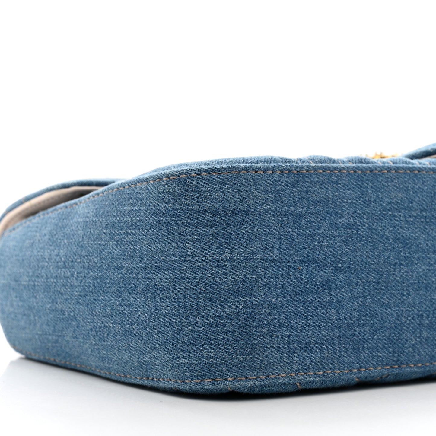 Denim Matelasse Small Pearly GG Marmont Shoulder Bag Blue