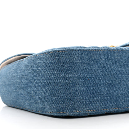 Gucci Denim Matelasse Small Pearly GG Marmont Shoulder Bag Blue 9 of 10