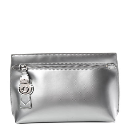 Burberry Metallic Trench Calfskin Medium Zip Lock Pouch Silver 1 of 10
