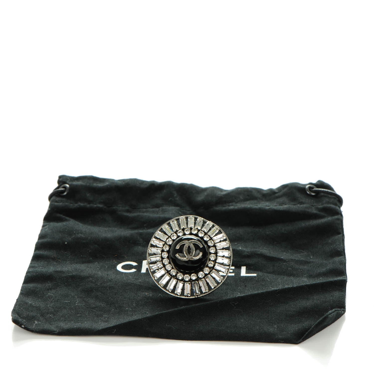 Chanel Enamel CC Baguette Crystal Ring 5 Black 5 of 5