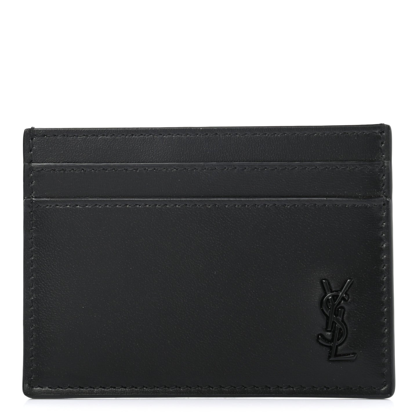 Calfskin Tiny Cassandre Credit Card Case Black