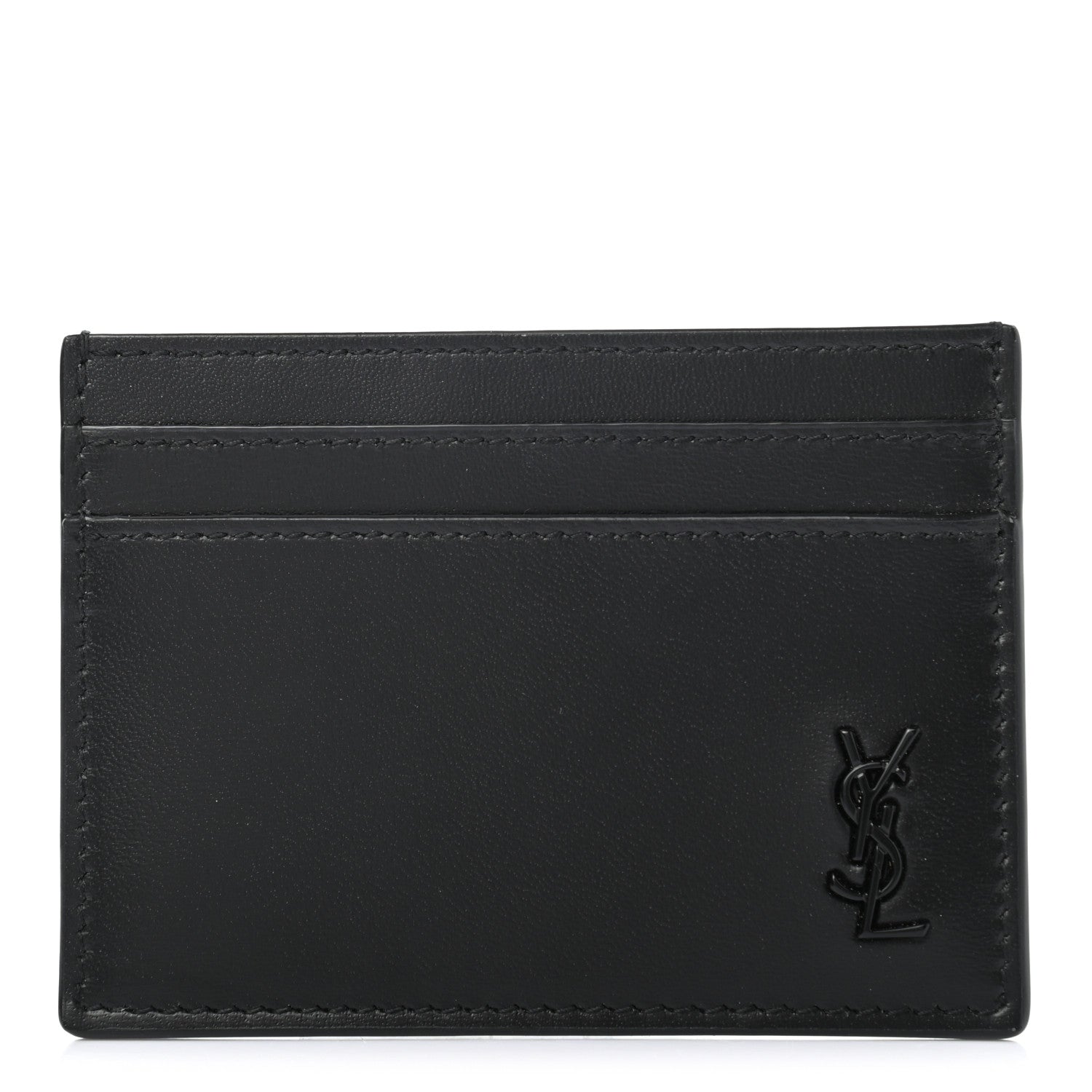 Saint Laurent Calfskin Tiny Cassandre Credit Card Case Black 1 of 7