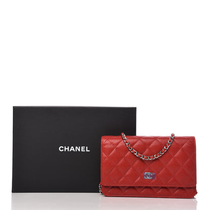 Chanel Caviar Quilted Wallet on Chain WOC Red 12 of 12