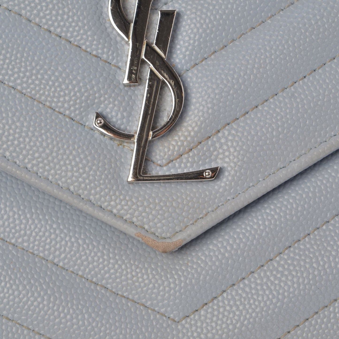 Grain De Poudre Matelasse Monogram Chain Wallet Sky Blue