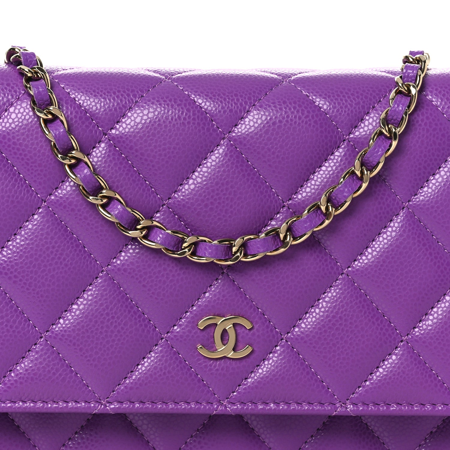 Chanel Caviar Quilted Wallet On Chain WOC Purple 9 of 14