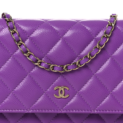 Chanel Caviar Quilted Wallet On Chain WOC Purple 9 of 14