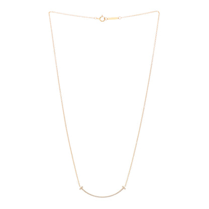 Tiffany 18K Yellow Gold Diamond Small T Smile Pendant Necklace 2 of 6