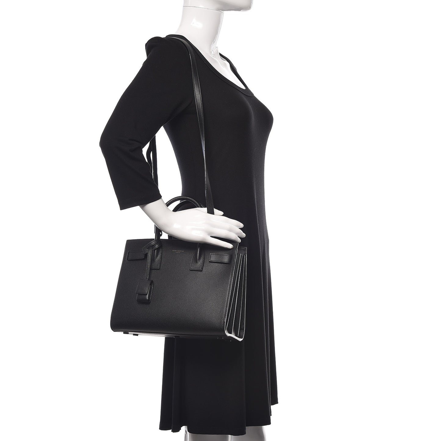 Grained Calfskin Baby Sac De Jour Black