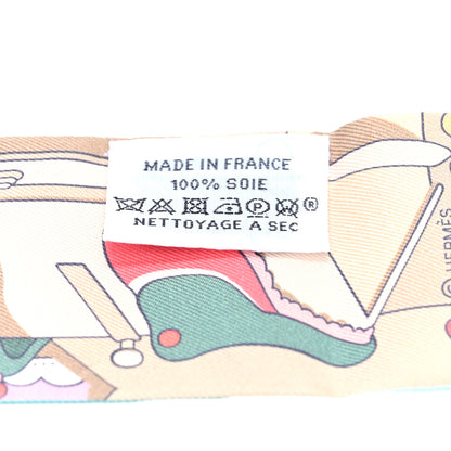 Hermes Silk Pony Pit Stop Twilly Creme Rose Vert 3 of 3