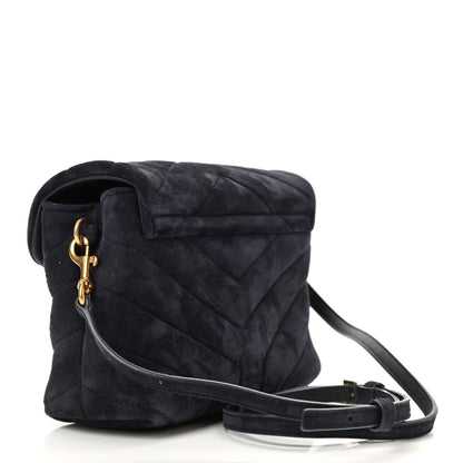 Saint Laurent Suede Toy Loulou Shoulder Bag Deep Marine 3 of 11