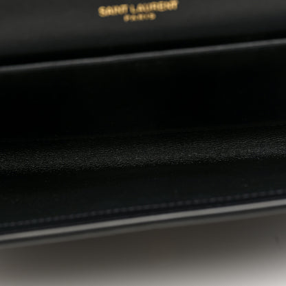 Saint Laurent Calfskin Crocodile Embossed Monogram Uptown Chain Wallet Black 7 of 10