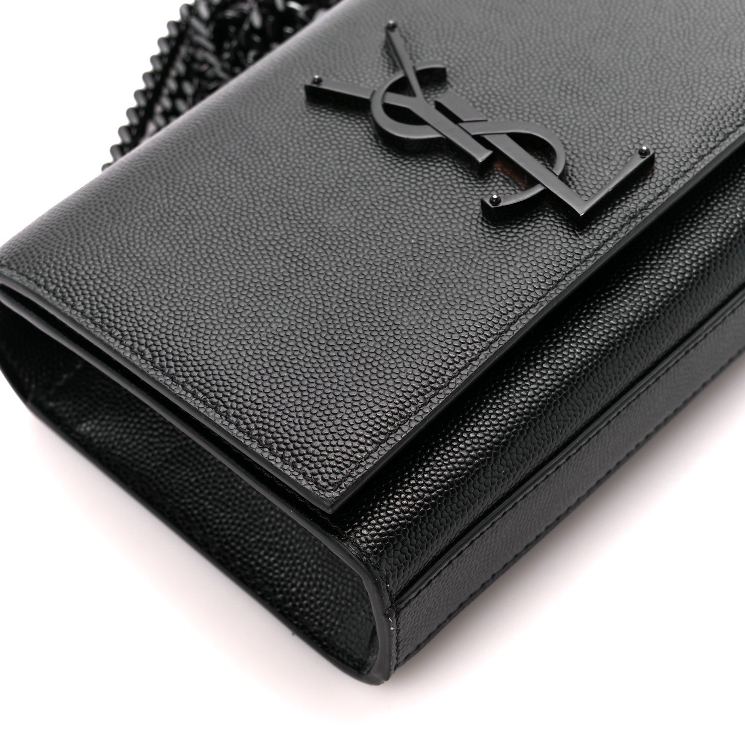Saint Laurent Grain De Poudre Small Monogram Monochrome Kate Satchel Black 10 of 11