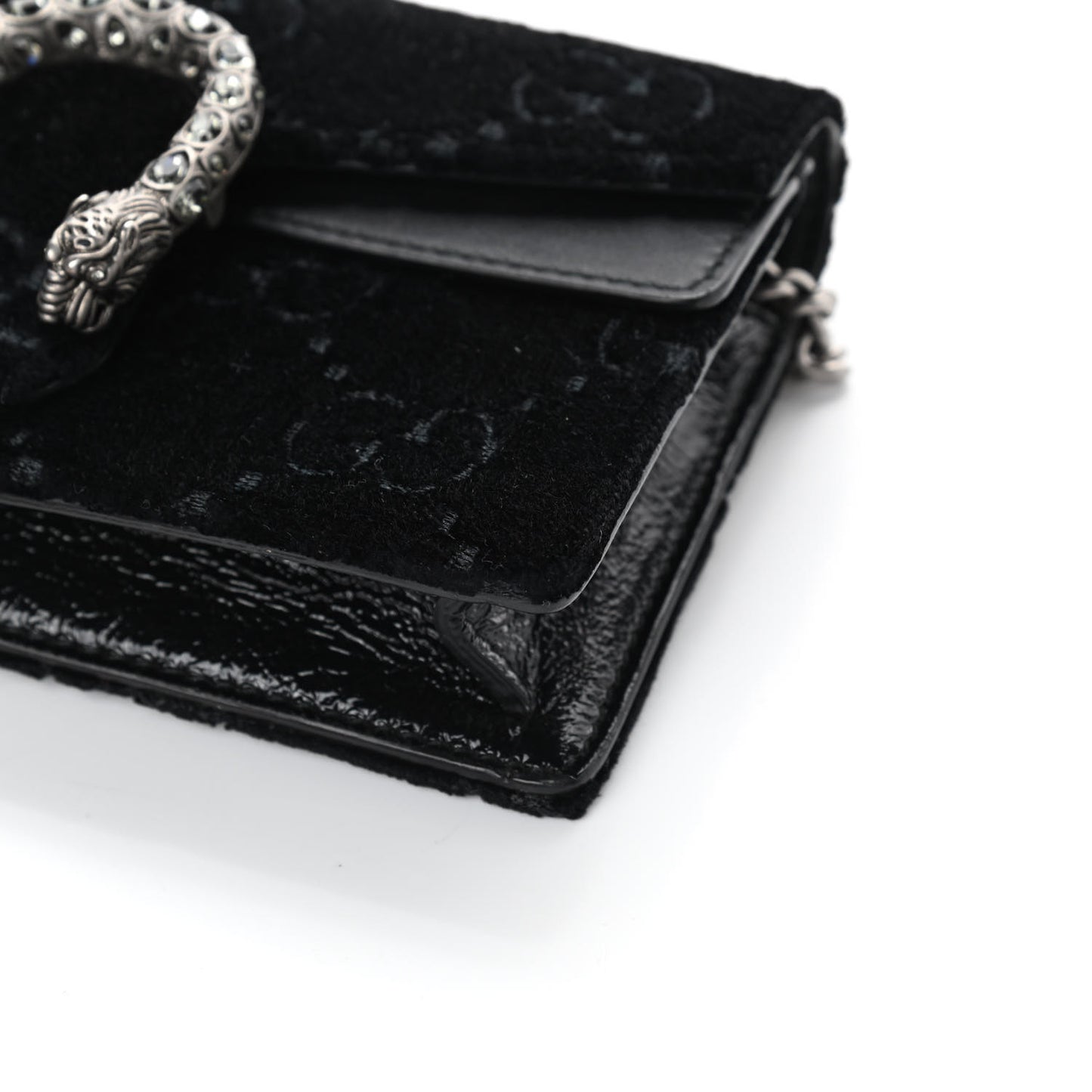Velvet GG Monogram Super Mini Dionysus Shoulder Bag Black