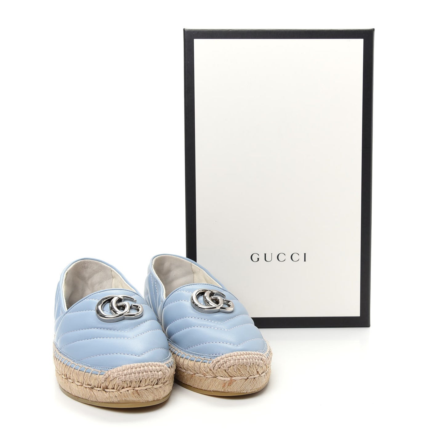 Nappa Matelasse GG Marmont Espadrilles 36 Porcelain Light Blue