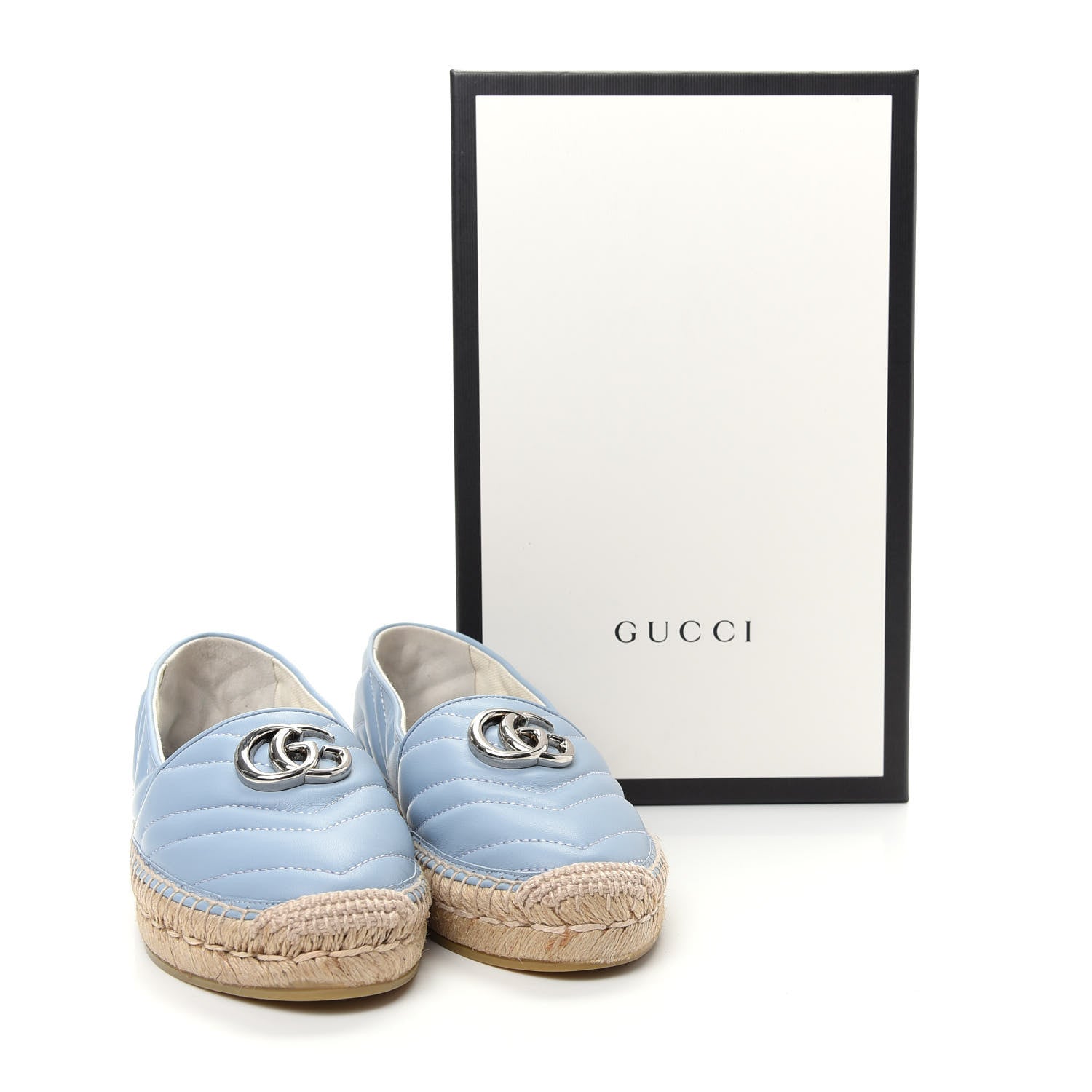 Gucci Nappa Matelasse GG Marmont Espadrilles 36 Porcelain Light Blue 11 of 11