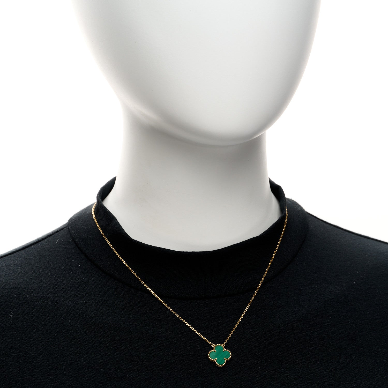Van Cleef & Arpels 18K Yellow Gold Malachite Vintage Alhambra Pendant Necklace 2 of 4